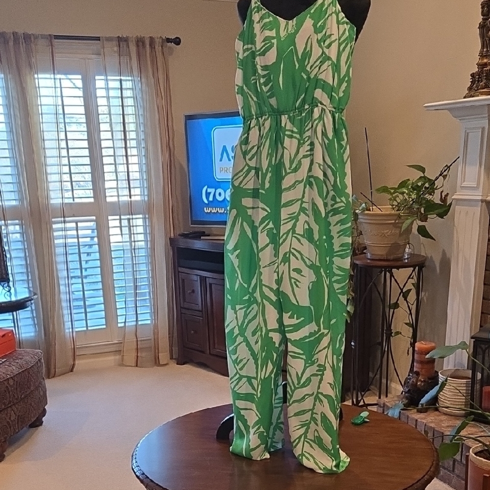 Lilly Pulitzer Vibrant Green and White Jumpsuit